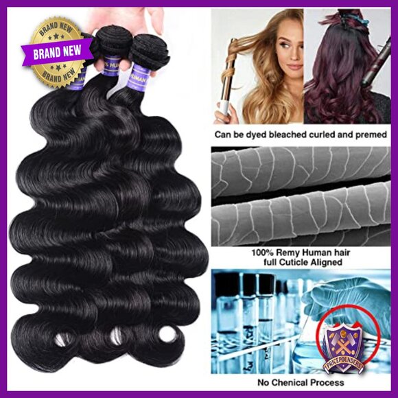 Brazilian Virgin Human Hair Extensions Body Wave Bundles with Lace Closure main image 6